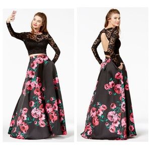 B. Darlin 2 piece floral lace gown